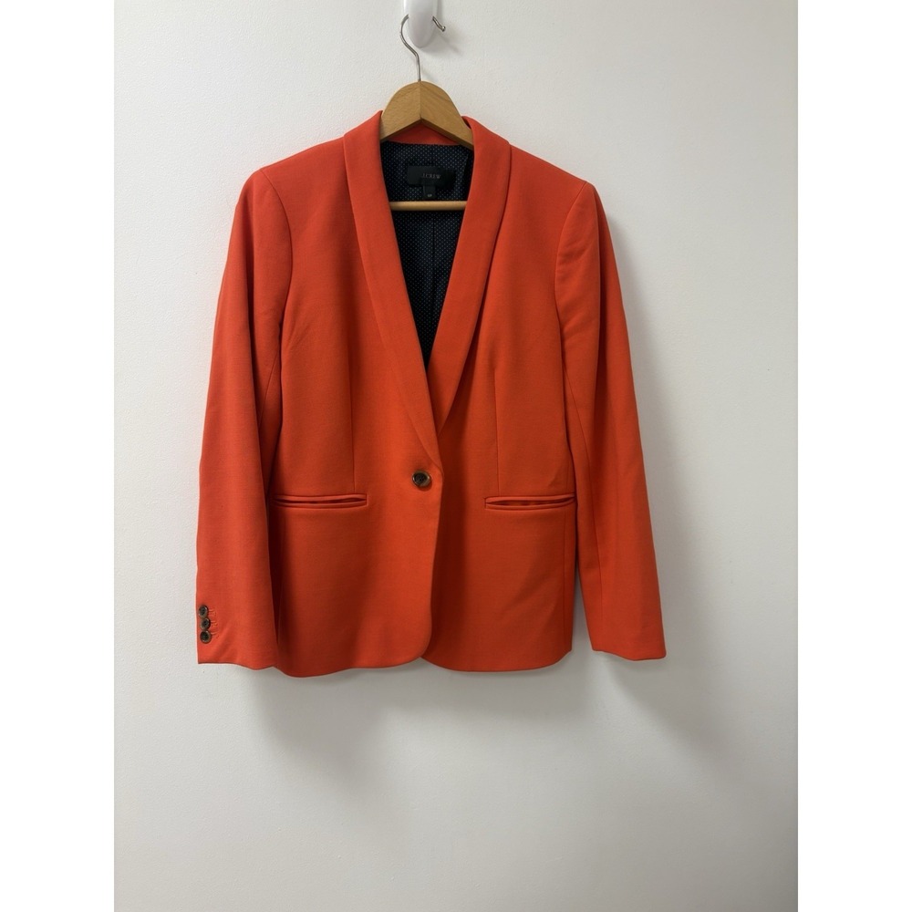 J CREW Parke Wool Blend Blazer Women's Sz 10P Single Button Orange Preppy